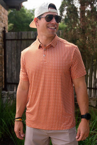 BURLEBO Texas Orange & White Performance Polo