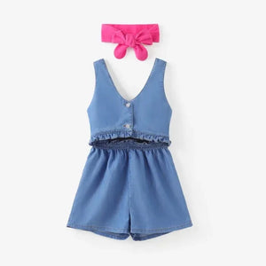 Kid Girl Cooling Denim Jumpsuit