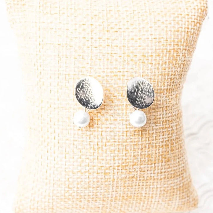 JUST FOR YOU SILVERTONE AND PEARL EARRINGS