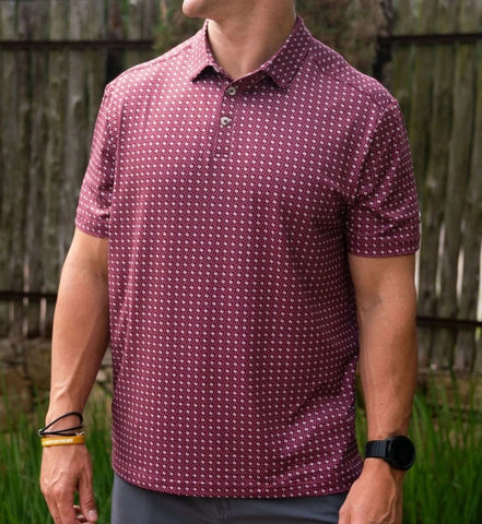 BURLEBO Performance Polo - Texas Maroon & Grey