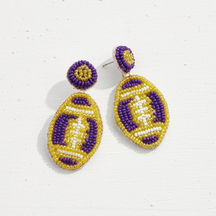 Football Seed Bead Earrings