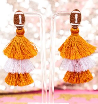 KICK IT FOOTBALL TIERED TASSEL EARRINGS