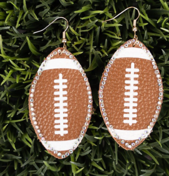 PURPLE FOOTBALL RHINESTONE EDGE EARRINGS