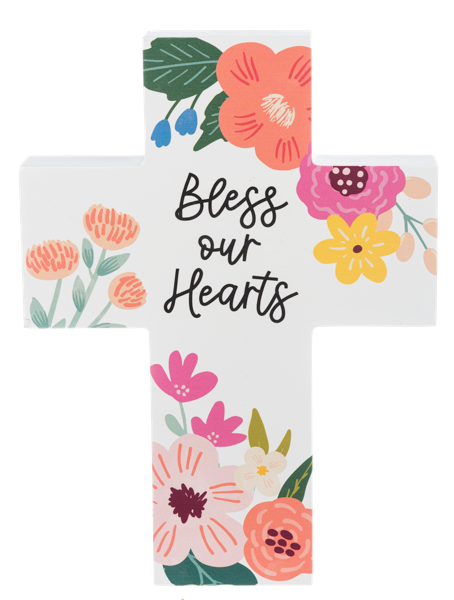 Bless our Home, Family & Hearts Floral Cross