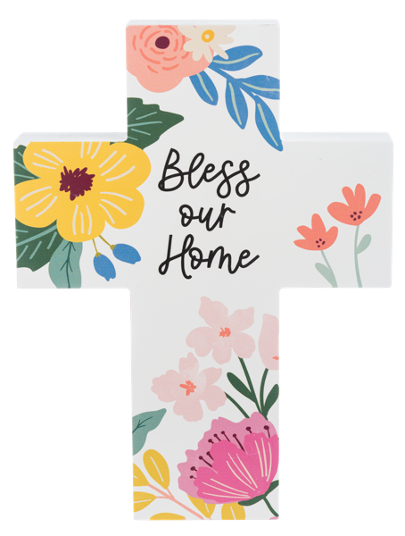 Bless our Home, Family & Hearts Floral Cross