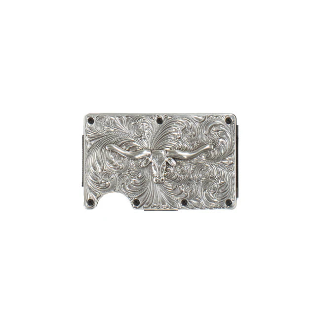 3D D250008765 Mens Long Horn Utility Wallet Black Silver