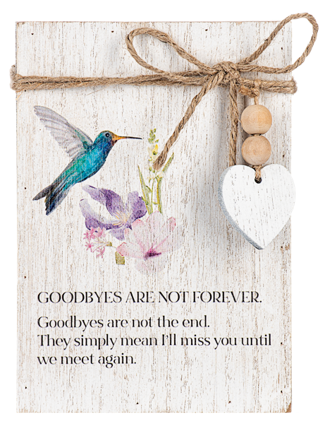 Hummingbird Memorial Message Block with Beaded Heart