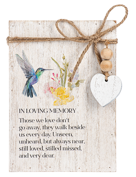 Hummingbird Memorial Message Block with Beaded Heart