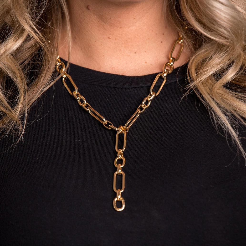 17" Gold Chunky Chain Y Necklace