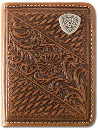 Ariat Basketweave Floral Tan Bifold Wallet-A3564208