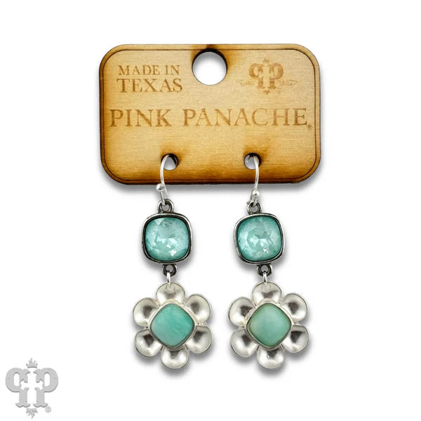 E261 Stone center flower earring with Austrian crystal