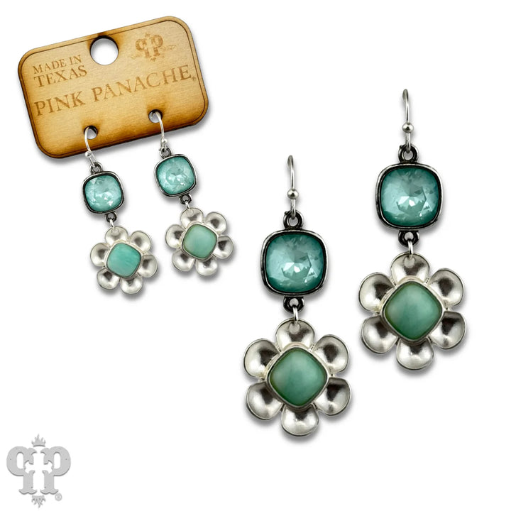E261 Stone center flower earring with Austrian crystal