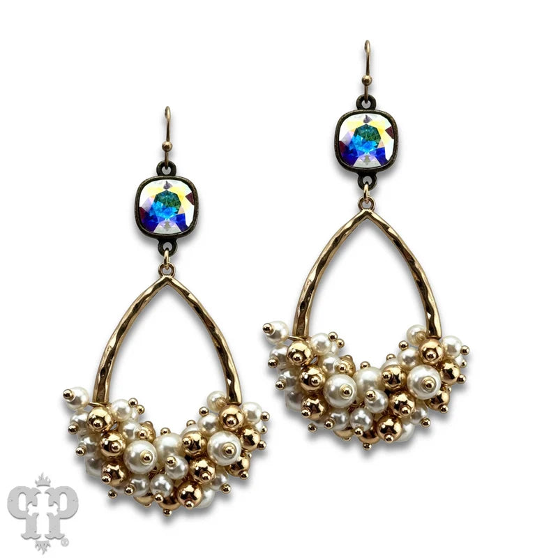 Pink Panache Pearl cluster earring with crystals from Swarovski