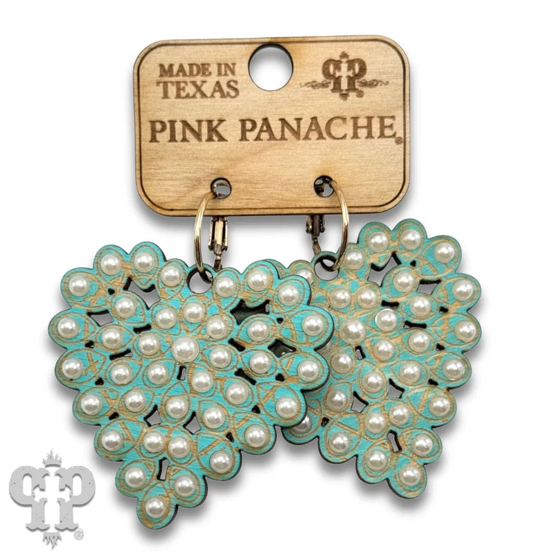 Pink Panache Laser cut rhinestone heart earring