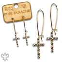 Pink Panache Mini gold cross earring with Austrian crystals