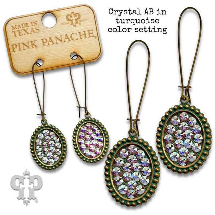 Pink PanacheMini oval with crystals from Swarovski® on kidney wire earring