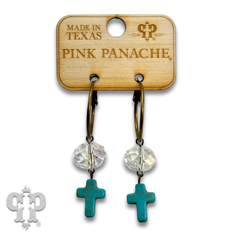 Pink Panache Turquoise cross earring
