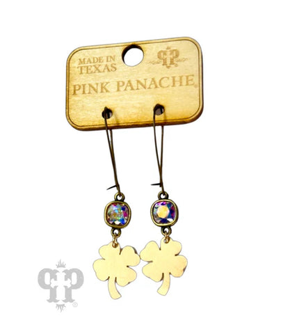 Gold clover charm earring