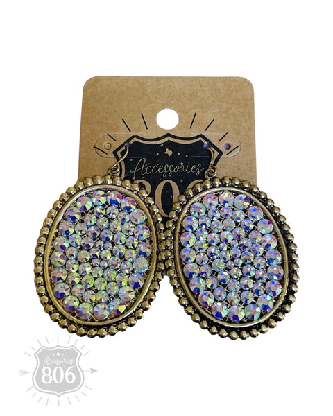 806 Rhinestone filled teardrop earring