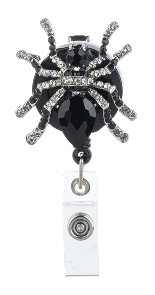 Rhinestone Spider ID Badge Reel