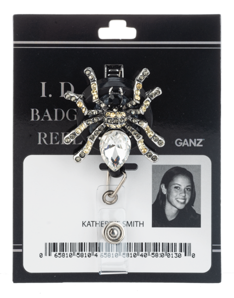 Rhinestone Spider ID Badge Reel