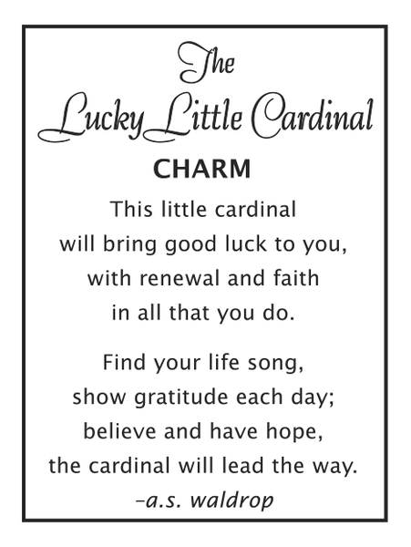 The Lucky Little Cardinal Charms in a Basket