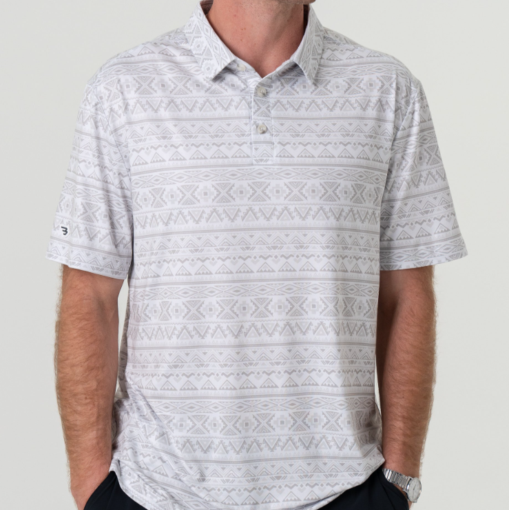 BULEBO GREY AZTEC PERFORMANCE POLO
