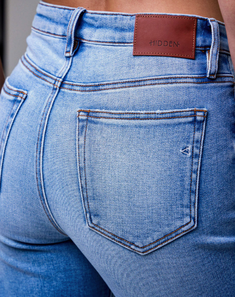 Medium Light Cuffed Stretch Comfort Flare Hidden Jeans