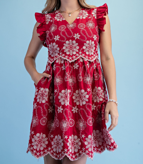 Cherry Emroidered Dress