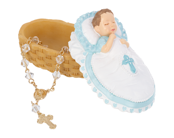 For This Child We Have Prayed - Bassinet Trinket Dish with Rosary