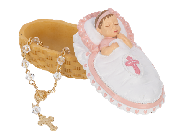 For This Child We Have Prayed - Bassinet Trinket Dish with Rosary