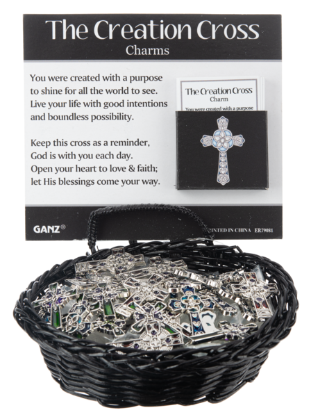 Stain Glass - Cross Charms in a Basket-ER79081