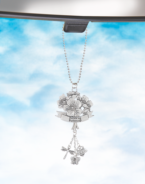 Silver Car Charm - Buckle up Buttercup