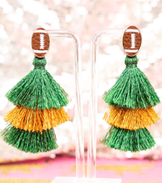 KICK IT FOOTBALL TIERED TASSEL EARRINGS