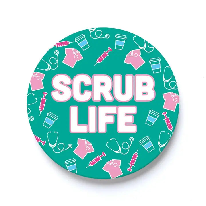 Car Coaster-Scrub Life Teal Icons