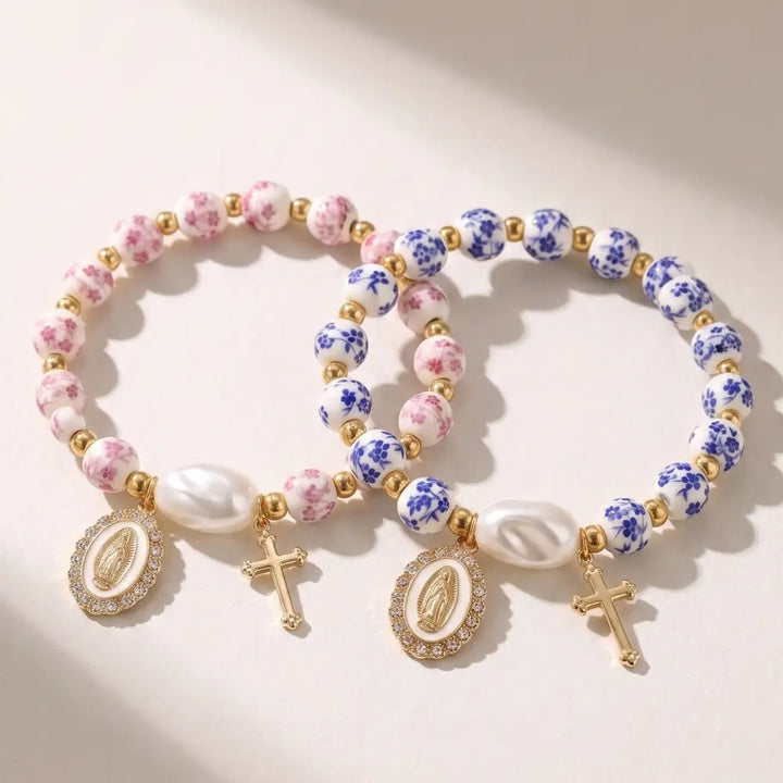 Miraculous Medal Cross Beaded Bracelet, Carry Faith