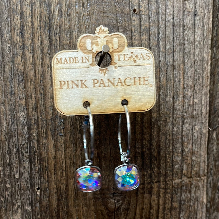 E-569SAB AB Cushion Cut Silver Hoops