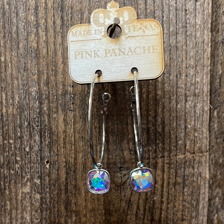 E-569SAB AB Cushion Cut Silver Hoops