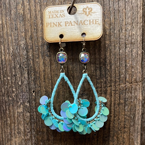 A184 Mint AB Sequin Teardrop Earring