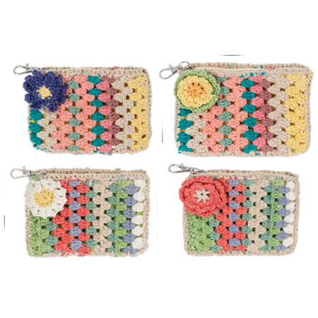 Crochet Granny Square Flower Coin Purses