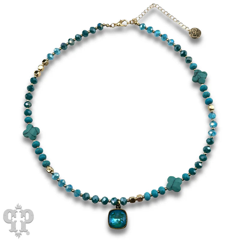 N214 Clover bead necklace with Austrian crystal