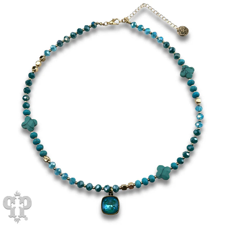 N214 Clover bead necklace with Austrian crystal