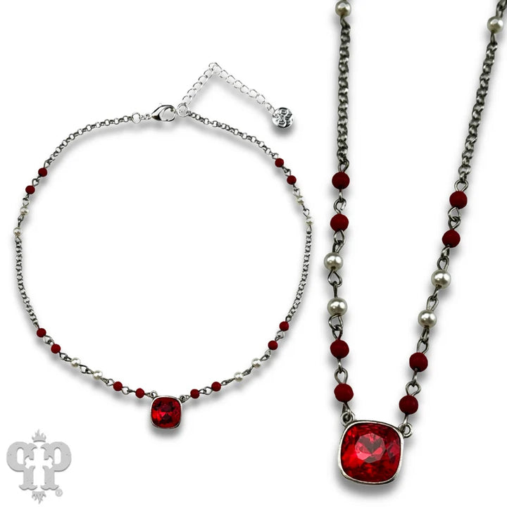 Pink Panache Linked bead necklace with a crystal from Swarovski