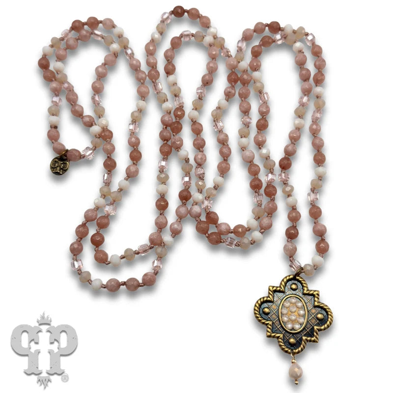 Pink Panache Art deco drop long necklace