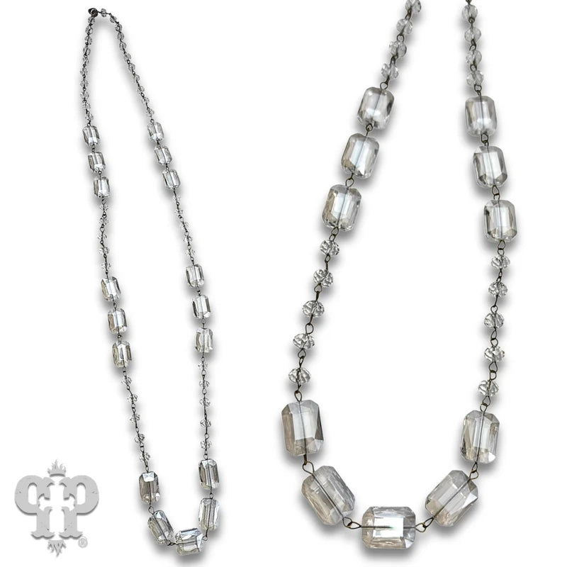Pink Panache Long glass bead necklace - Clear