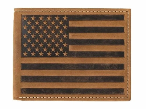 Nocona Mens Brown Bifold Embossed Flag Wallet N500044202