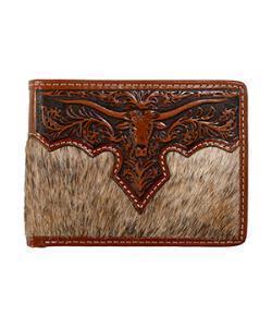 Nocona N500048302 Mens LongHorn Bifold Passcase Wallet Brown
