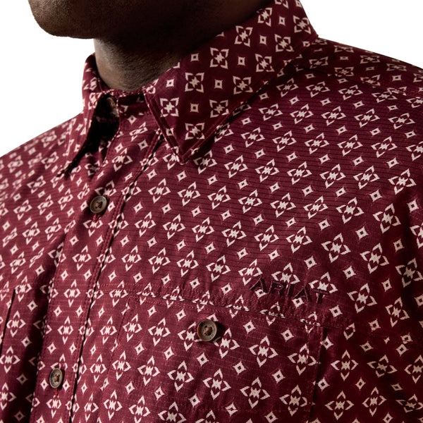 Ariat Printed 360 Airflow Shirt- 10071661 Maroon Banner