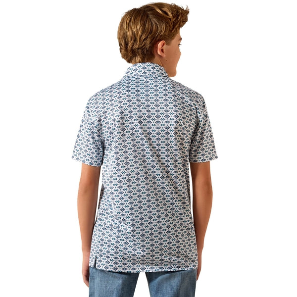 Boy's All Over Print Polo - 110071206- White Southwest Space