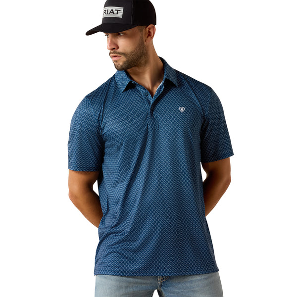 Ariat All Over Polo -10071495-Dark Denim Medallion Print